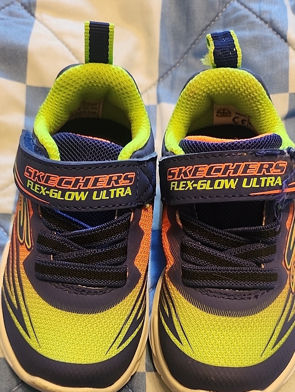 Skechers Kids Flex-Glow Ultra Neon Yellow & Navy Sneakers